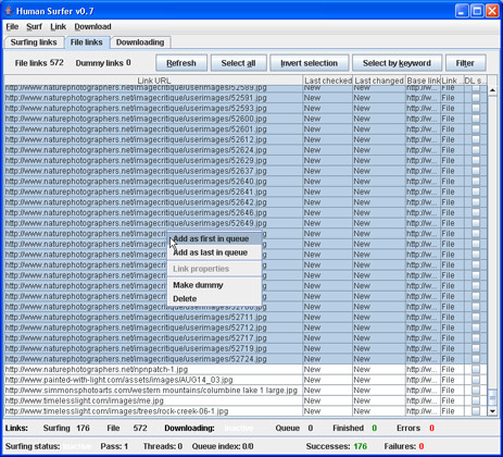 Screenshot of the WebCrawler